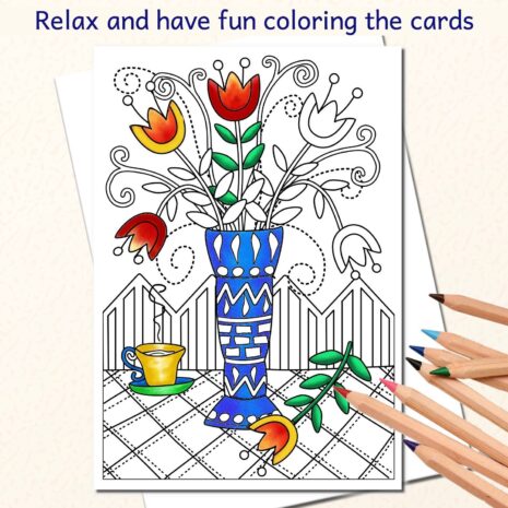 coloring cards, color in thank you cards