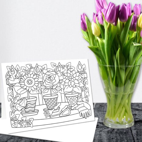 coloring cards, color in thank you cards